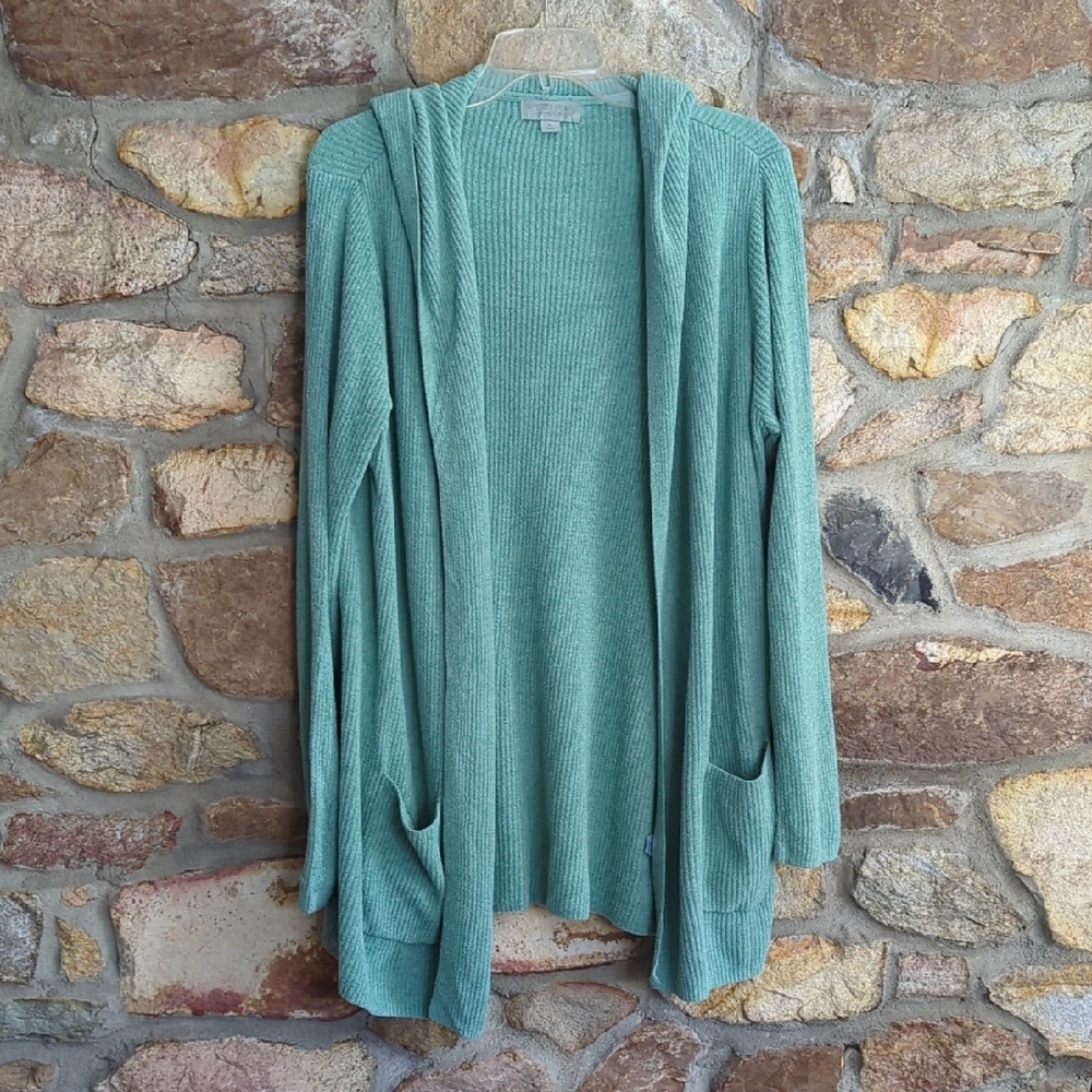Barefoot Dreams Cozychic Ultra Lite Hooded Green Cardigan